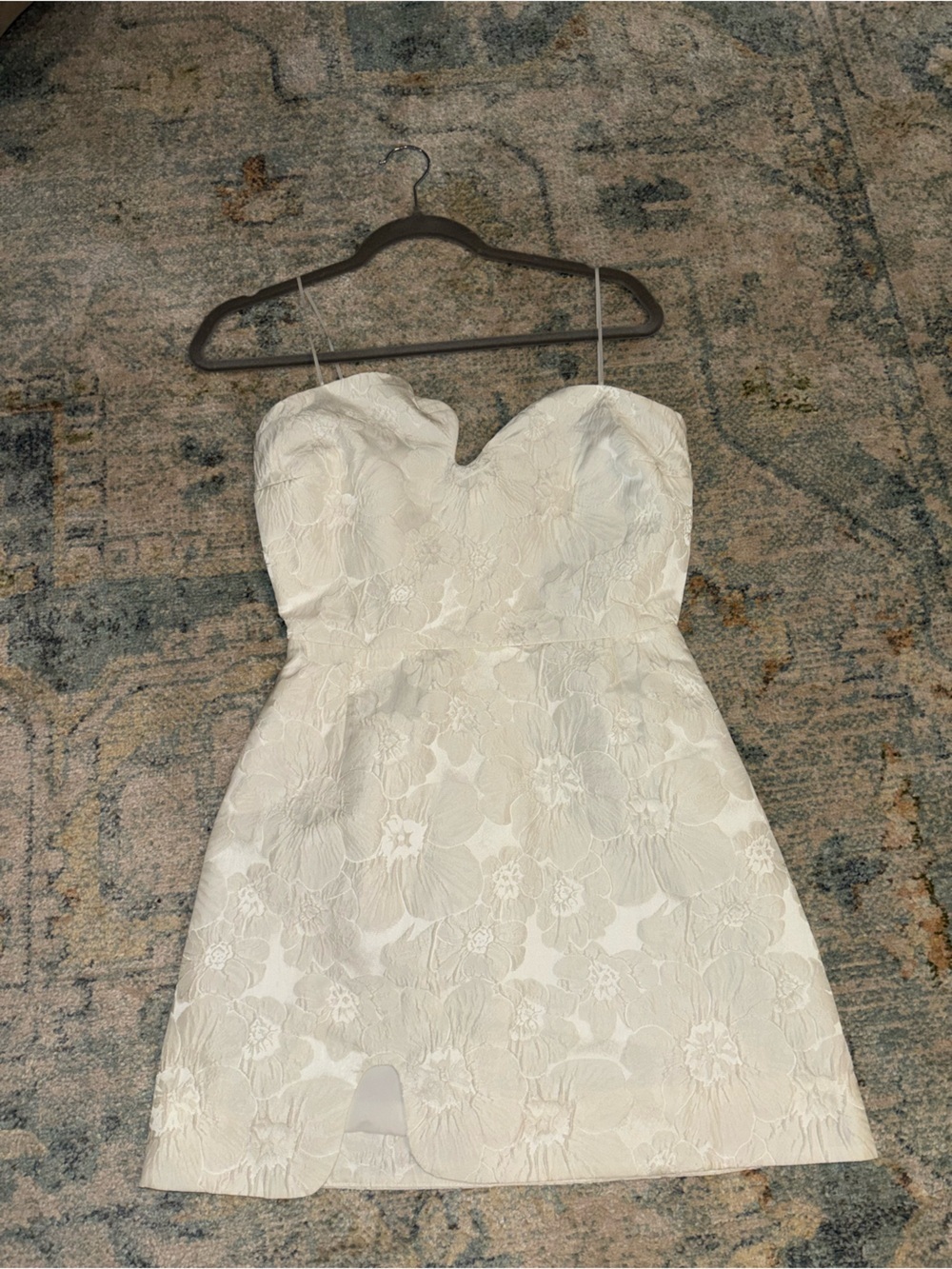 White Floral Strapless Dress